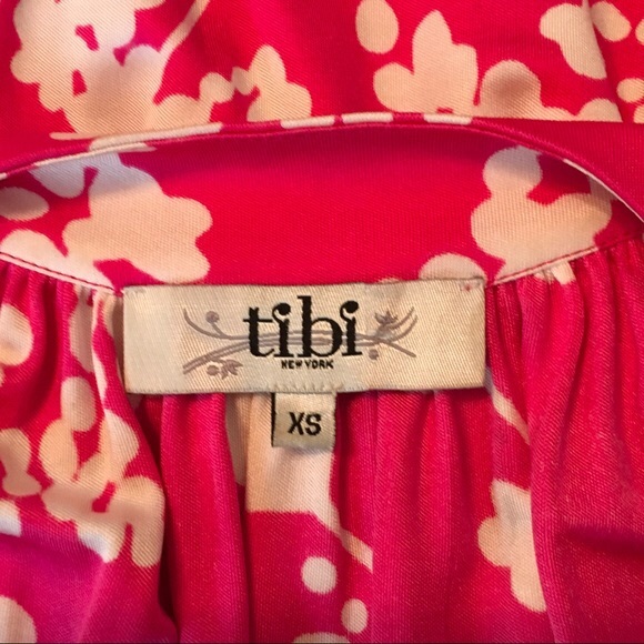 tibi Pink & White Print Tie Waist Mini Dress - Picture 3 of 6